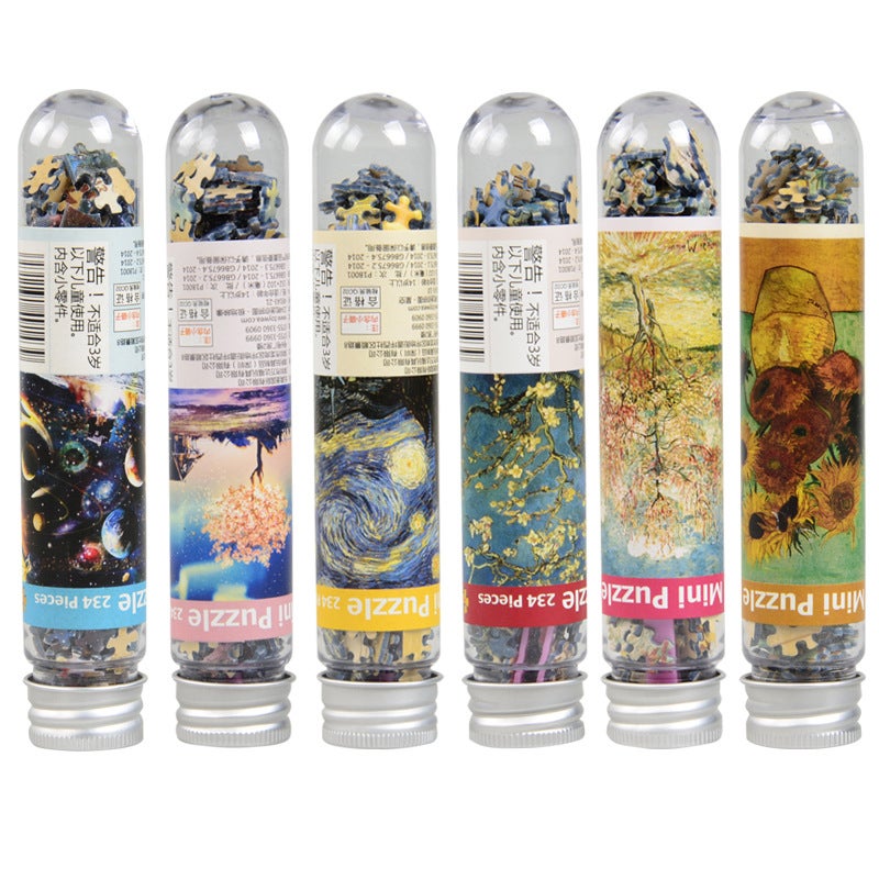 Adult Puzzle Mini Test Tube Pocket Small Puzzle 234 Pieces Van Gogh World Famous Painting Scenery Toy - Image 4