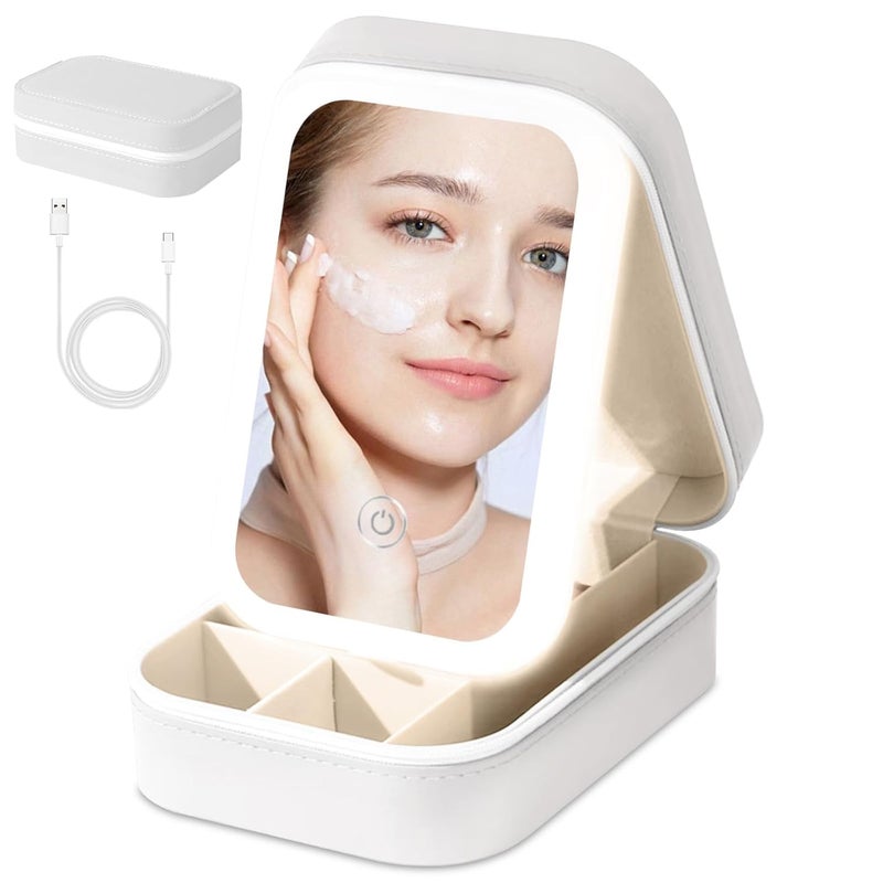 S SMITEX Smitex Travel Portable LED Makeup Bag with Adjustable LightUp Mirror 3 Color Light Settings DustProof Cosmetic Case Jewelry Organizer and MultiCompartment Storage Box for Women - Image 1