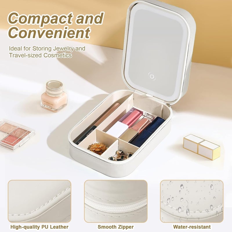 S SMITEX Smitex Travel Portable LED Makeup Bag with Adjustable LightUp Mirror 3 Color Light Settings DustProof Cosmetic Case Jewelry Organizer and MultiCompartment Storage Box for Women - Image 4