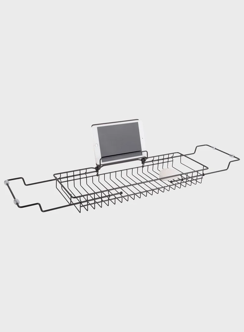 present time Iron Black Bath Tub Caddy Tray