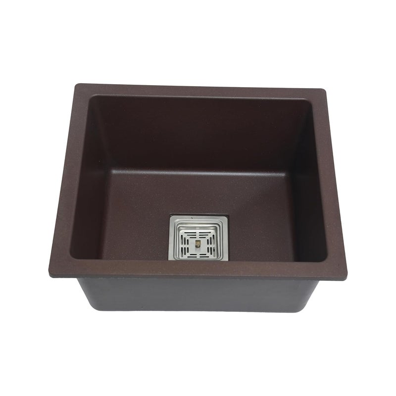 REMOTION Granite Quartz Single Bowl Kitchen Sink With Drain Board Drain Rack and PVC Waste PipeFlushmountUndermountTop Mounted Kitchen Sink Matte Brown 16 x 18 x 9 Inch - Image 5