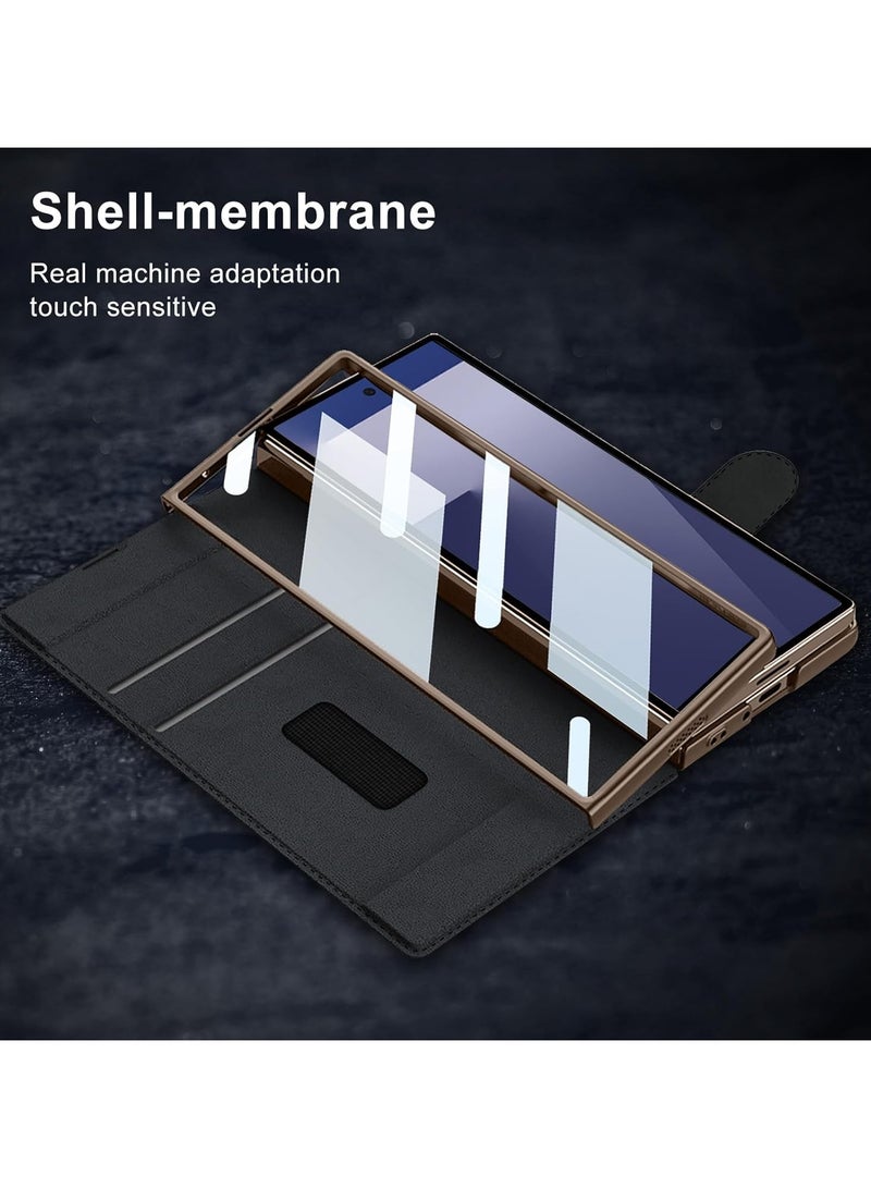 For Samsung Galaxy Z Fold 7 Case, Built-in Screen Protector, with Removable Pen Holder (S-Pen Not Included), Classic Business Leather Full Body Flip Case - Image 2