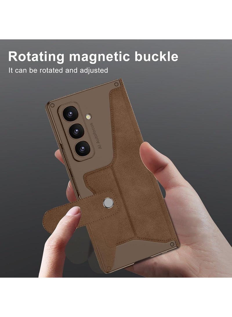 For Samsung Galaxy Z Fold 7 Case, Built-in Screen Protector, with Removable Pen Holder (S-Pen Not Included), Classic Business Leather Full Body Flip Case - Image 5