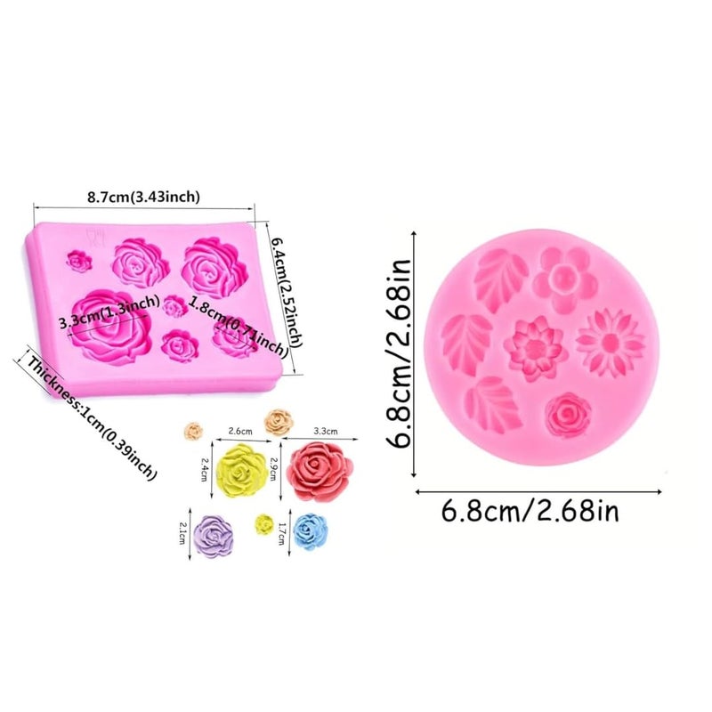 Husaini Mart 7 Cavity Rose 7 Cavity Daisy Flower Fondant Mould Chocolate Candy Cake Decoration Cupcake Topper Jelly Dessert Sugarcraft Gumpaste Clay Candle Wax Soap Resin Craft Jewelry Mold Pack of 2  - Image 2