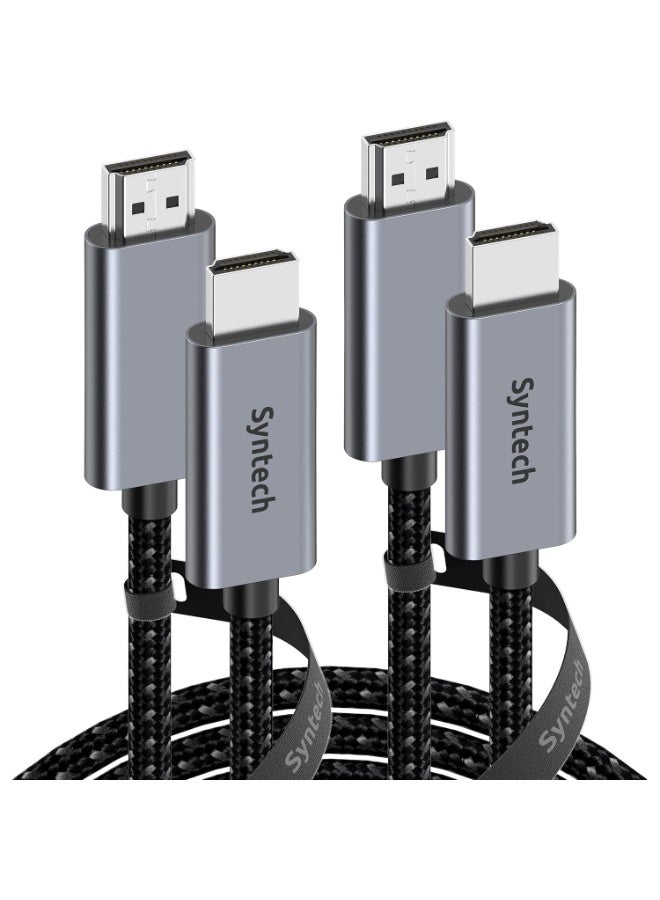 سينتيك كابل HDMI بدقة 4K (1.8 متر) (عبوة من قطعتين)، كابل HDMI 2.0 عالي السرعة 18 جيجابت في الثانية، يدعم دقة 4K بمعدل 60 هرتز، وتقنية HDR، وتقنية 3D، ودقة 2160 بكسل، ودقة 1080 بكسل، ومنفذ إيثرنت، وتقنية HDCP 2.2، وتقنية ARC - Image 1