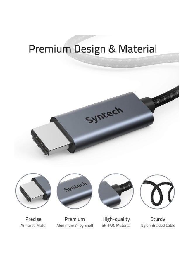سينتيك كابل HDMI بدقة 4K (1.8 متر) (عبوة من قطعتين)، كابل HDMI 2.0 عالي السرعة 18 جيجابت في الثانية، يدعم دقة 4K بمعدل 60 هرتز، وتقنية HDR، وتقنية 3D، ودقة 2160 بكسل، ودقة 1080 بكسل، ومنفذ إيثرنت، وتقنية HDCP 2.2، وتقنية ARC - Image 5