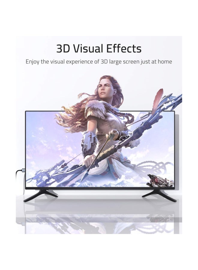 سينتيك كابل HDMI بدقة 4K (1.8 متر) (عبوة من قطعتين)، كابل HDMI 2.0 عالي السرعة 18 جيجابت في الثانية، يدعم دقة 4K بمعدل 60 هرتز، وتقنية HDR، وتقنية 3D، ودقة 2160 بكسل، ودقة 1080 بكسل، ومنفذ إيثرنت، وتقنية HDCP 2.2، وتقنية ARC - Image 3