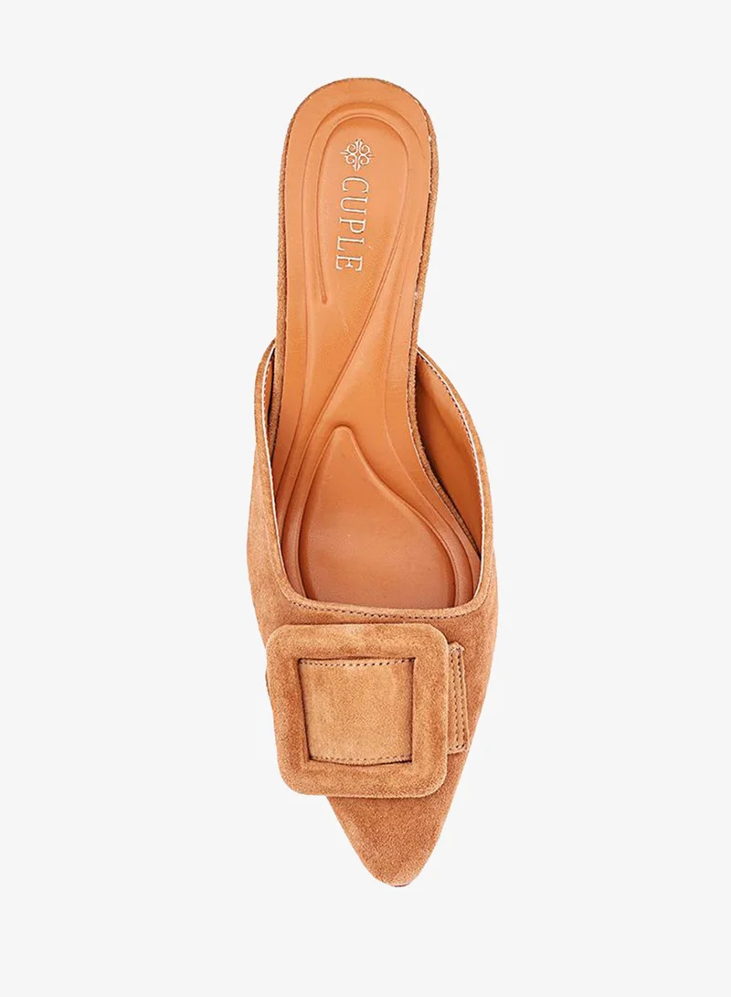 Cuple DK Beige Women Pointed Toe Mule Heels for Women | Best Price UAE