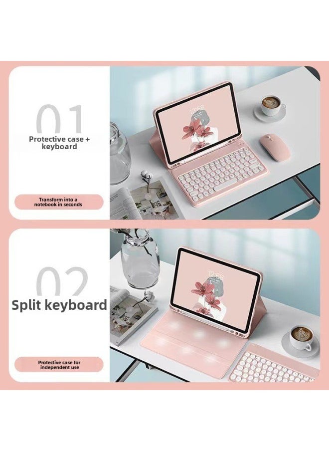 Generic - For IPad Wireless Bluetooth Touch Keyboard 110.9.7 "round Hat Air5 Wonderful Control Mini6 Leather M4-Color:Sky Cloud Blue Leather Case + Keyboard (Upgrade Touch)-Product Type:ipad 10.2 Inch/air3/pro10.5 Inch Universal - Image 1