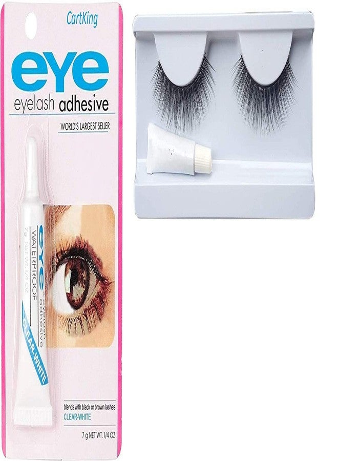 JH J & H 3D Eyelashes with Glue Combo Set, Natural & Easy to Wear, Eyelashes Adhesive Included, Waterproof, Lashes Fixer, Eyelashes Extension, Complete Eyelashes Accessories - Set of 2 - Image 1