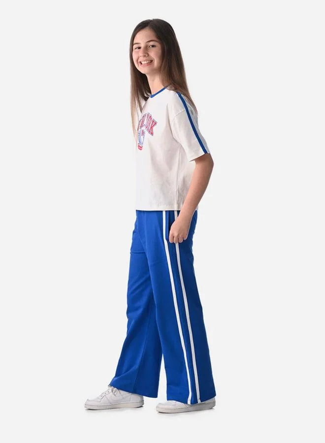 victor and jane Victor and Jane Graphic Print Knit Crop Top and Wide-Leg Pants Set