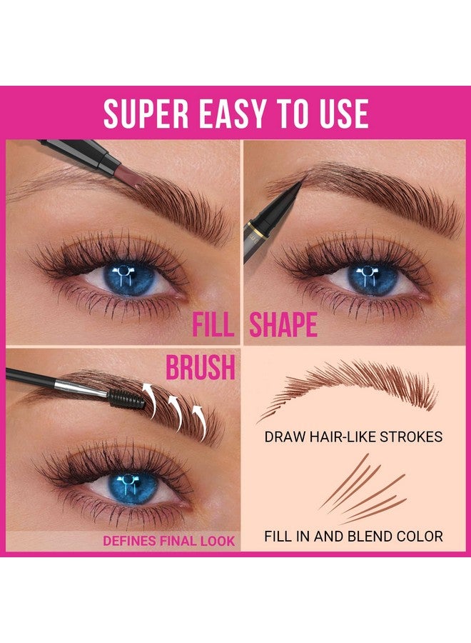 آي ميثود قلم الحواجب iMethod Microblading - قلم حواجب 2 في 1 ثنائي الأطراف مع أداة تطبيق ذات طرف شوكة دقيقة ثلاثية الأطراف وطرف فرشاة دقيق يخلق حواجب ذات مظهر طبيعي، ويبقى ثابتًا طوال اليوم، بني  - Image 4