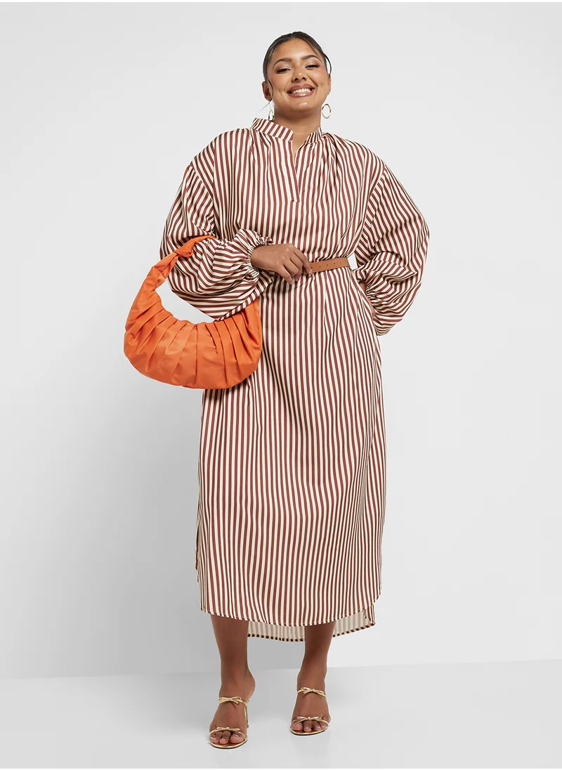 Ginger Plus Stripe A Line Midi Dress