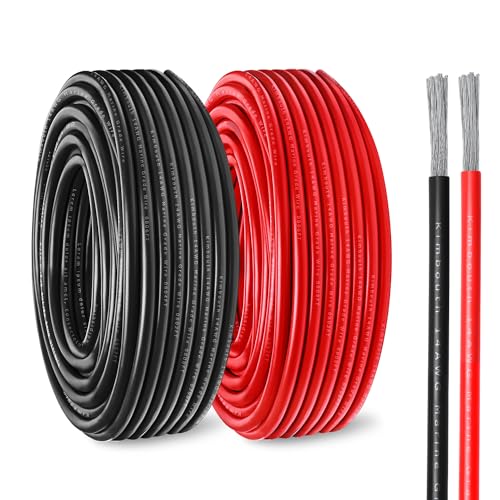 Kimbluth 14 Gauge Marine Wire Tinned Copper Boat Cable, Standard USA OFC Oxygen Free Copper Wire for Automotive Boat Speakers Solar Outdoors (14 Gauge 100FT Red+100FT Black) - Image 1