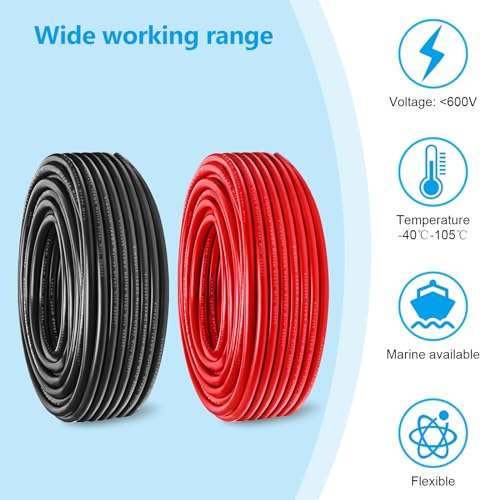 Kimbluth 14 Gauge Marine Wire Tinned Copper Boat Cable, Standard USA OFC Oxygen Free Copper Wire for Automotive Boat Speakers Solar Outdoors (14 Gauge 100FT Red+100FT Black) - Image 5