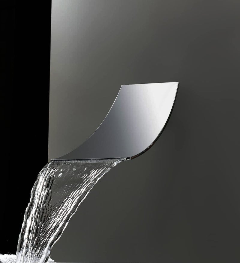 Luxury Black Waterfall Shower | Wall-Mounted Matte Black Cascade Faucet | Modern Bathroom Spa Shower Fixture  - Image 1