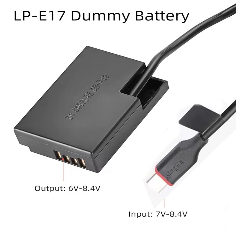 KingMa LP-E17 USB Type-C Coupler (Only for QC PD Powerbank) Dummy Battery Live Video Long hr Shooting Compatible with EOS Rebel T7i,T6i,T6s,SL3,SL2,77D,800D,760D,750D,200D,M6,M5,M3 - Image 4