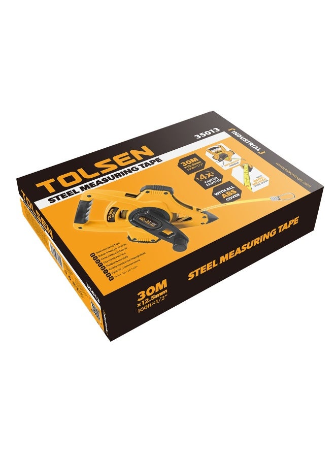 Tolsen 35013 Industrial Steel Measuring Tape 30m/100ft x 12.5mm – Heavy Duty Open Reel Long Tape Measure with Metric & Imperial Scale - Image 3
