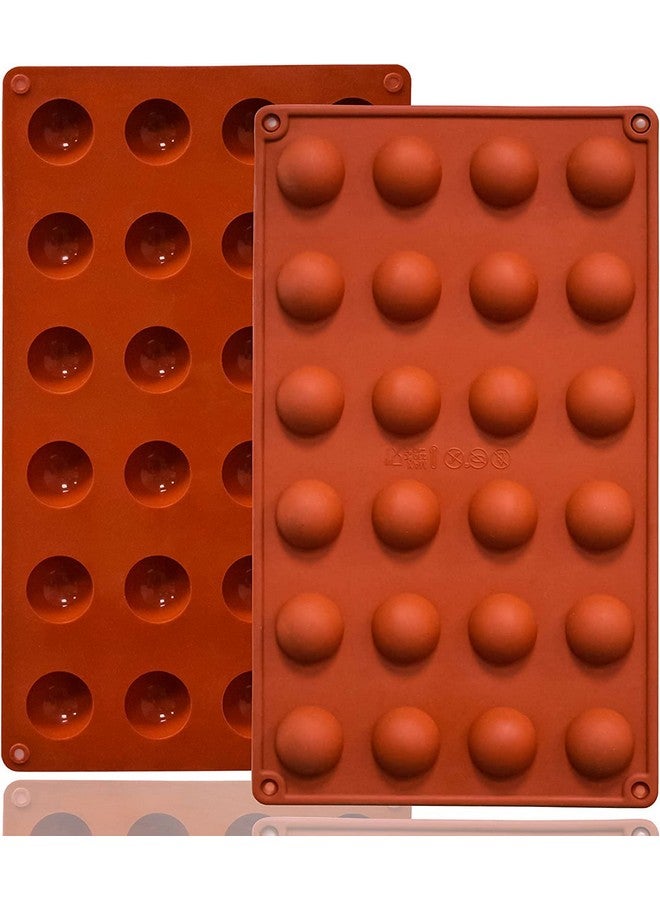 Zeinwap Mini 24-Cavity Semi Sphere Silicone Chocolate Mould Non-Stick, Half Sphere Silicone Baking Molds for Making Jelly, Chocolates and Cake - Image 1