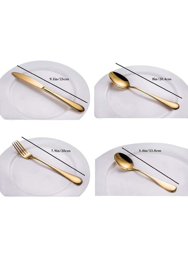 SKY-TOUCH Stainless Steel Cutlery Set, 24-Piece Set of Golden Tableware Western-Style Kitchen Tableware, Serves 6 people  - Image 3