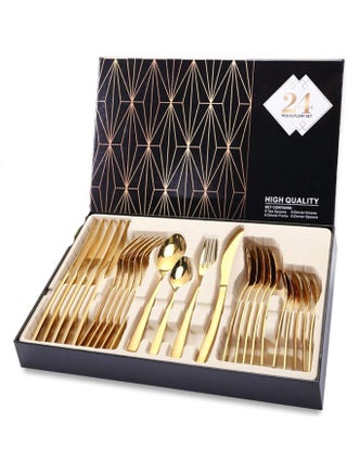 Stainless Steel Cutlery Set, 24-Piece Set of Golden Tableware Western-Style Kitchen Tableware, Serves 6 people - pzsku/Z2292A6E497C67EEA8598Z/45/1745923008/fe311e73-6d63-4277-b1d1-22b69ead2038