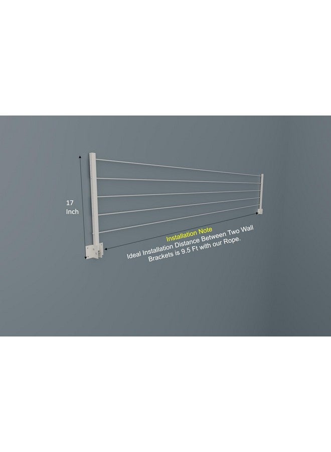 RIOMAX RIOMAX Powder Coated Metal Cloth Drying Stand Foldable for Wall Mounted/Mounting Clothes Drying Stand/Cloth Drying Racks for Bathroom/Balcony/Indoor/Outdoor with 50 Feet Rope (Pack of 1, Ivory)  - Image 5