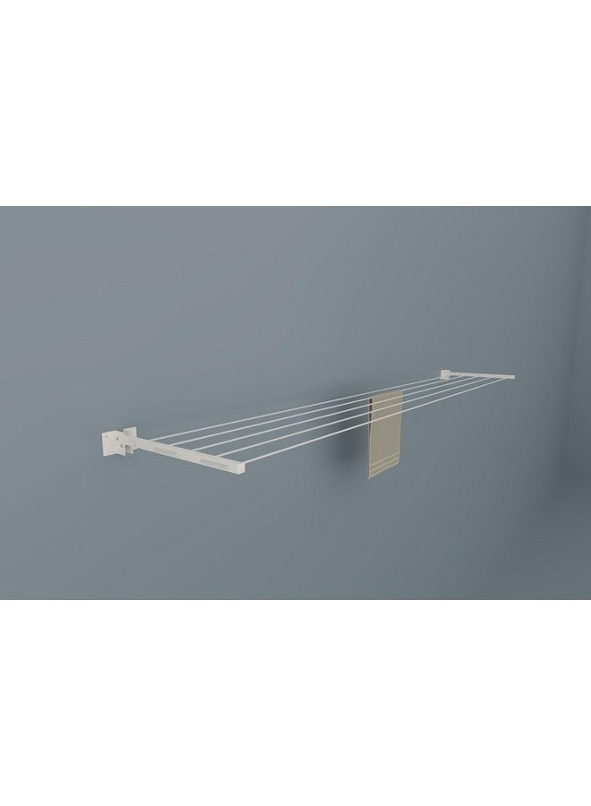 RIOMAX RIOMAX Powder Coated Metal Cloth Drying Stand Foldable for Wall Mounted/Mounting Clothes Drying Stand/Cloth Drying Racks for Bathroom/Balcony/Indoor/Outdoor with 50 Feet Rope (Pack of 1, Ivory)  - Image 2