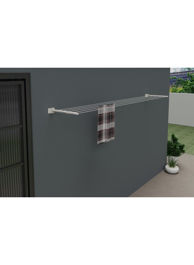 RIOMAX RIOMAX Powder Coated Metal Cloth Drying Stand Foldable for Wall Mounted/Mounting Clothes Drying Stand/Cloth Drying Racks for Bathroom/Balcony/Indoor/Outdoor with 50 Feet Rope (Pack of 1, Ivory)  - Image 3