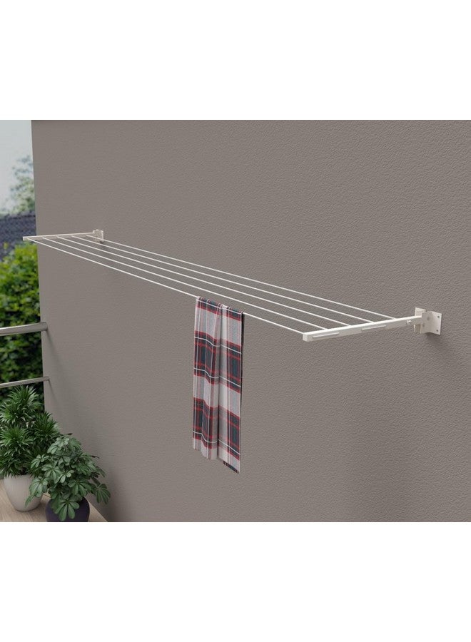 RIOMAX RIOMAX Powder Coated Metal Cloth Drying Stand Foldable for Wall Mounted/Mounting Clothes Drying Stand/Cloth Drying Racks for Bathroom/Balcony/Indoor/Outdoor with 50 Feet Rope (Pack of 1, Ivory)  - Image 1