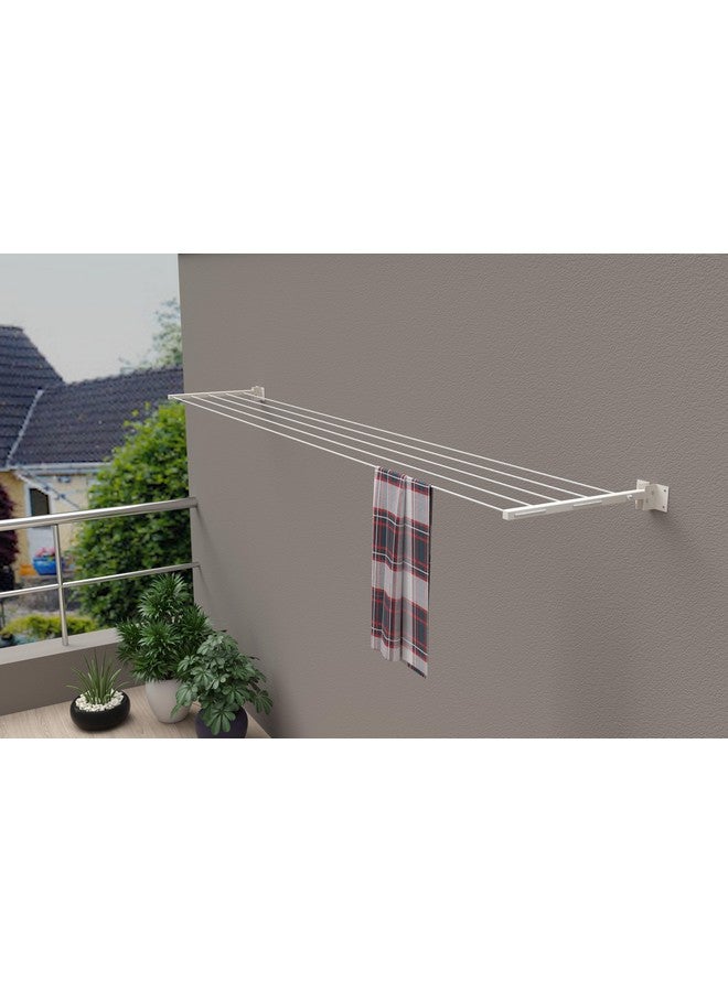 RIOMAX RIOMAX Powder Coated Metal Cloth Drying Stand Foldable for Wall Mounted/Mounting Clothes Drying Stand/Cloth Drying Racks for Bathroom/Balcony/Indoor/Outdoor with 50 Feet Rope (Pack of 1, Ivory)  - Image 4