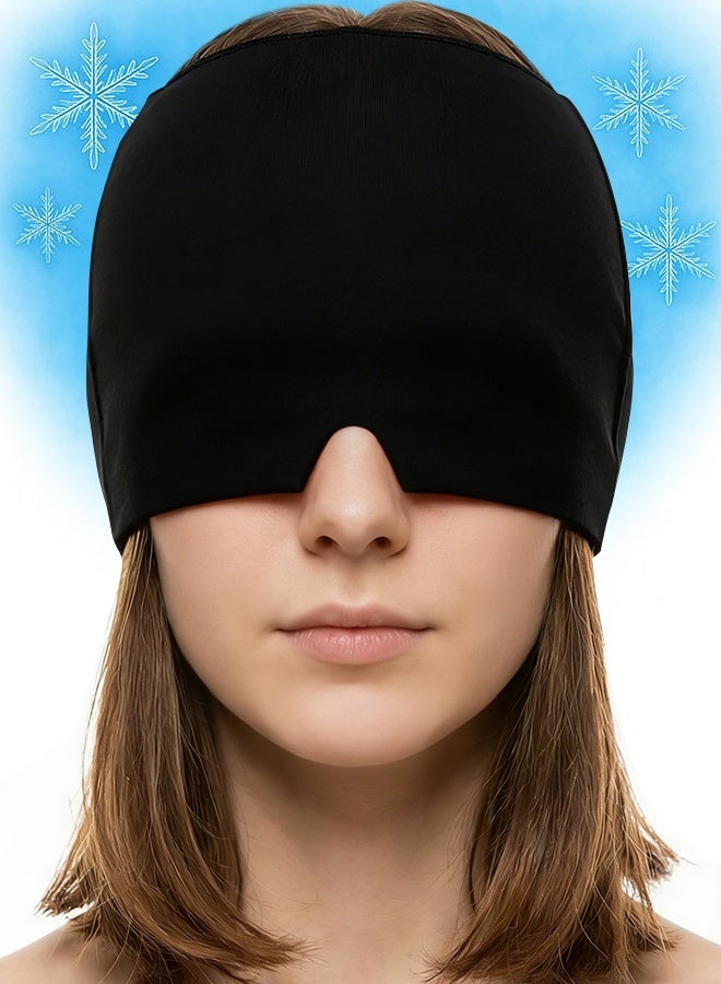 TAPIT Migraine Relief Cap Cooling Gel Ice Head Wrap for Headache Relief Cold Therapy Migraine Mask for Tension Stress Puffy Eyes & Sinus 360° Soothing Odorless Gel Headache Cap (Black Ice Pack Headgear) - Image 1