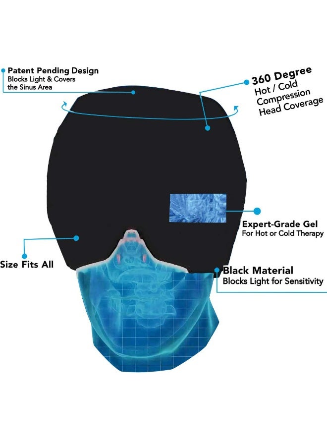 TAPIT Migraine Relief Cap Cooling Gel Ice Head Wrap for Headache Relief Cold Therapy Migraine Mask for Tension Stress Puffy Eyes & Sinus 360° Soothing Odorless Gel Headache Cap (Black Ice Pack Headgear) - Image 2