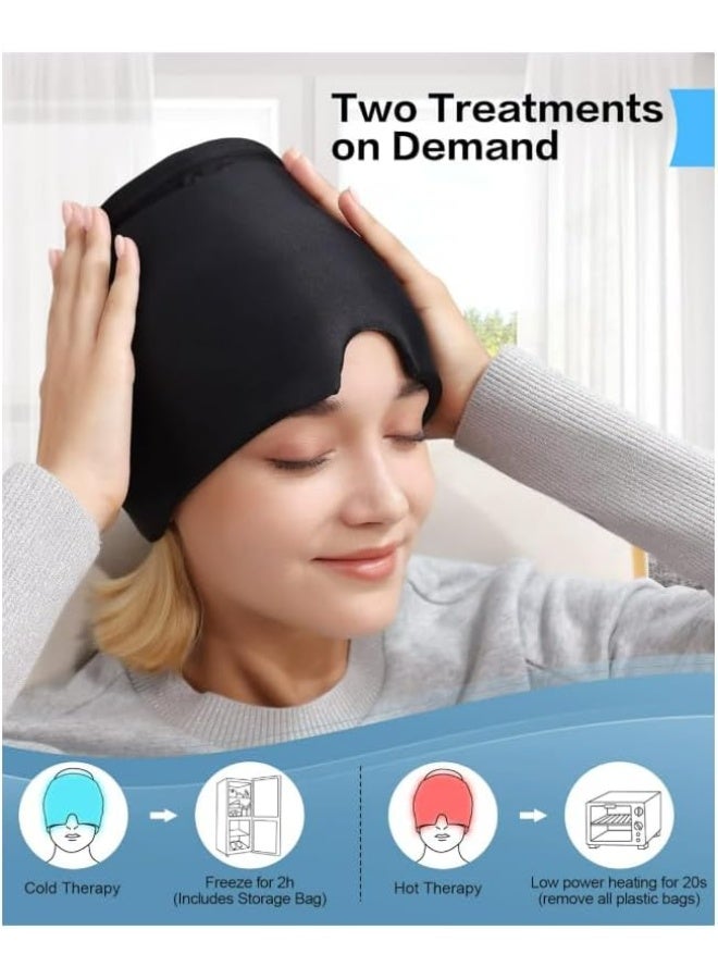 TAPIT Migraine Relief Cap Cooling Gel Ice Head Wrap for Headache Relief Cold Therapy Migraine Mask for Tension Stress Puffy Eyes & Sinus 360° Soothing Odorless Gel Headache Cap (Black Ice Pack Headgear) - Image 4