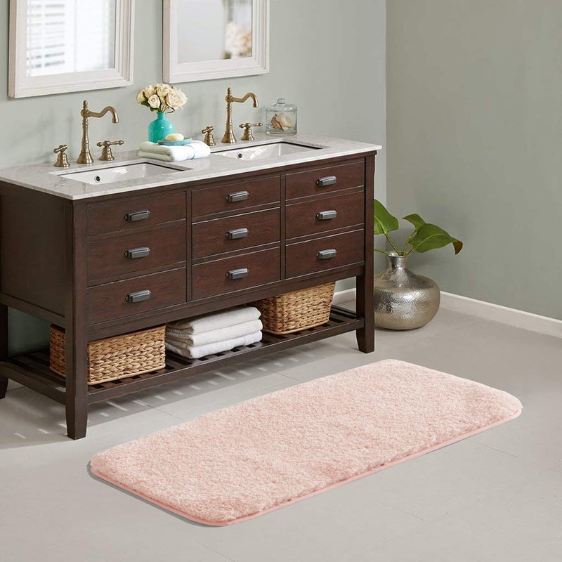 Suchtale Large Bathroom Rug Extra Soft and Absorbent Shaggy Bathroom Mat 24 x 60 Blush Machine Washable Microfiber Bath Mat for Bathroom Non Slip Bath Mat Luxury Bathroom Floor Mats Rubber Back