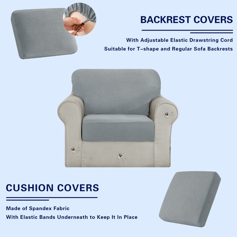SUBRTEX 3 Pieces Stretch Sofa Slipcover Sets Couch Cover Sets Backrest Cushion Covers Furniture Protector Collection Set for Oversize Sofa Loveseat Chair Slip Covers(Small  Light Gray) - Image 3