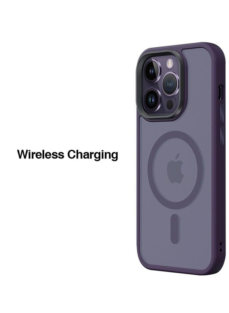 Gravity Translucent Matte Magnetic Wireless Charging Phone Case Compatible with iPhone 15 Pro Solid Hard Cover - Image 2