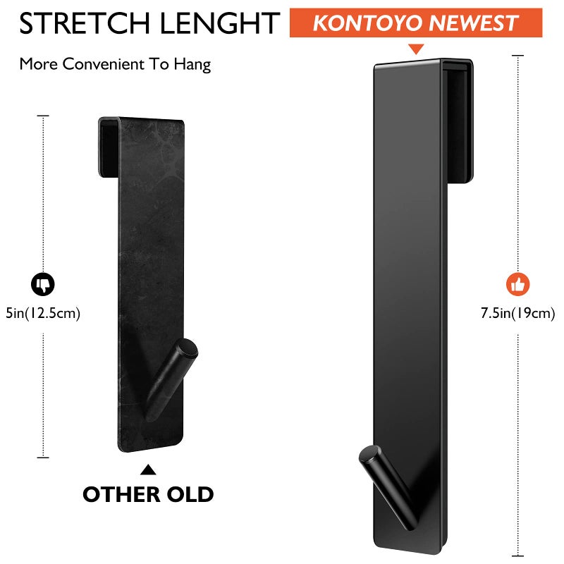 Kontoyo Shower Door Hooks(7.5 Inch),Extended Over Door Hooks for Bathroom Frameless Glass Shower Door,Stainless Steel Towel Hooks,Heavy Duty Rack Hooks for Robe,Towel-2 Pack-Black - Image 4
