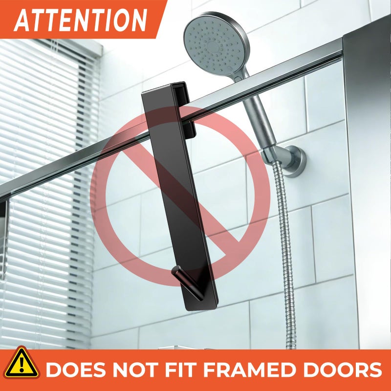 Kontoyo Shower Door Hooks(7.5 Inch),Extended Over Door Hooks for Bathroom Frameless Glass Shower Door,Stainless Steel Towel Hooks,Heavy Duty Rack Hooks for Robe,Towel-2 Pack-Black - Image 2