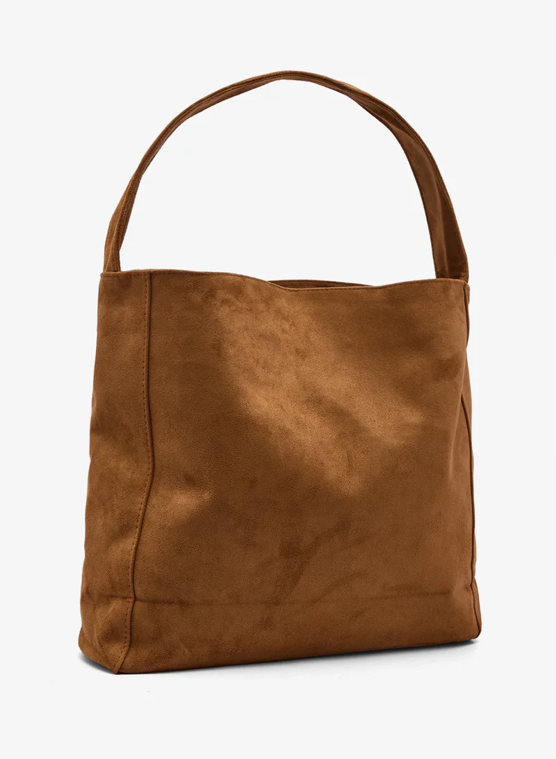 Ginger Suede Slouch Tote Bag in Tan