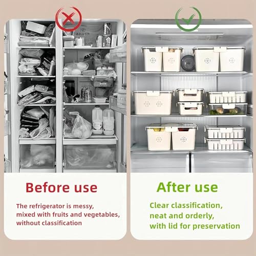 Vasukie Divided Fridge Storage Boxes With 4 Serving Veggie Tray with Lid and Handle, Fridge Organizer with Removable 4 Compartment, Fridge Storage Containers (4 Compartment-2PC) - Image 3