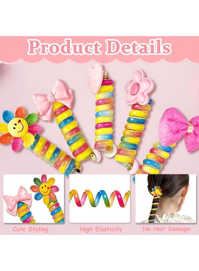 Shri Pack of 12 Pcs Telephone Wire Fancy Sprial Hair Band Ties Spring Braids Ponytail Holder Cute Cartoon Hair Accessories Elastic Bow Knot for Girls,Kids, Baby and Women (Pack of 12) (Multicolor) - Image 3