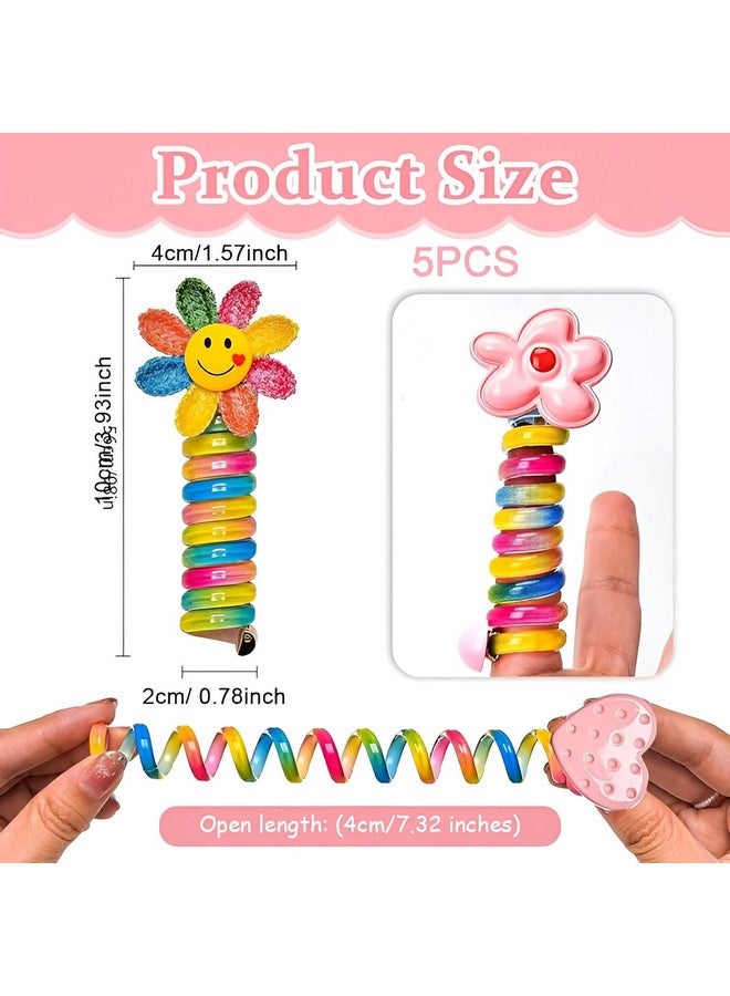 Shri Pack of 12 Pcs Telephone Wire Fancy Sprial Hair Band Ties Spring Braids Ponytail Holder Cute Cartoon Hair Accessories Elastic Bow Knot for Girls,Kids, Baby and Women (Pack of 12) (Multicolor) - Image 5
