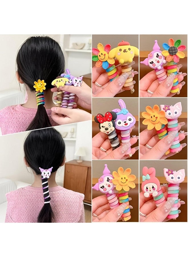 Shri Pack of 12 Pcs Telephone Wire Fancy Sprial Hair Band Ties Spring Braids Ponytail Holder Cute Cartoon Hair Accessories Elastic Bow Knot for Girls,Kids, Baby and Women (Pack of 12) (Multicolor) - Image 1