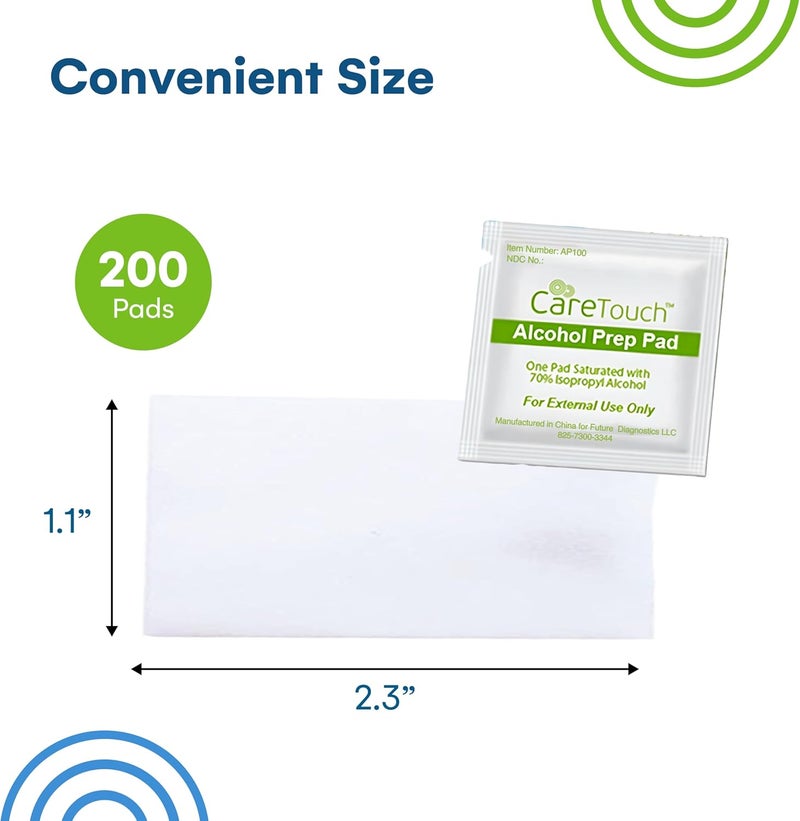 Care Touch Sterile Alcohol Prep Pads, Medium 2-Ply - 200 Alcohol Wipes - Image 3