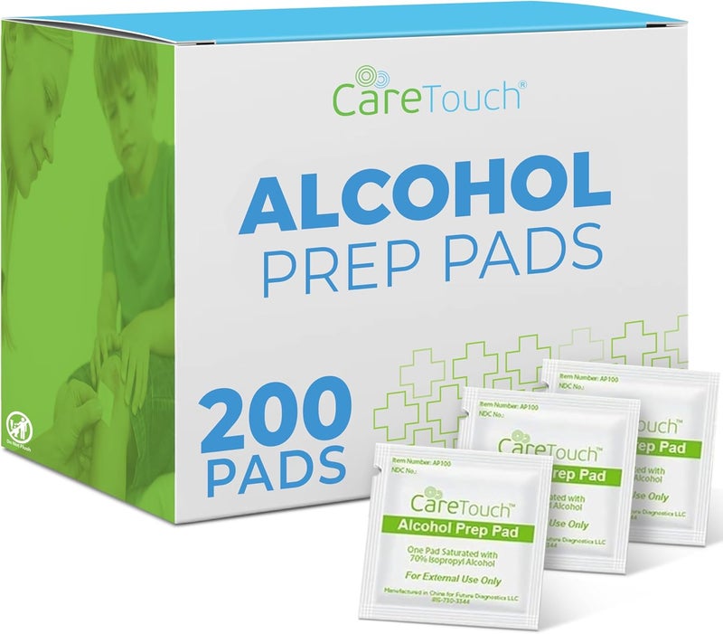 Care Touch Sterile Alcohol Prep Pads, Medium 2-Ply - 200 Alcohol Wipes - Image 1