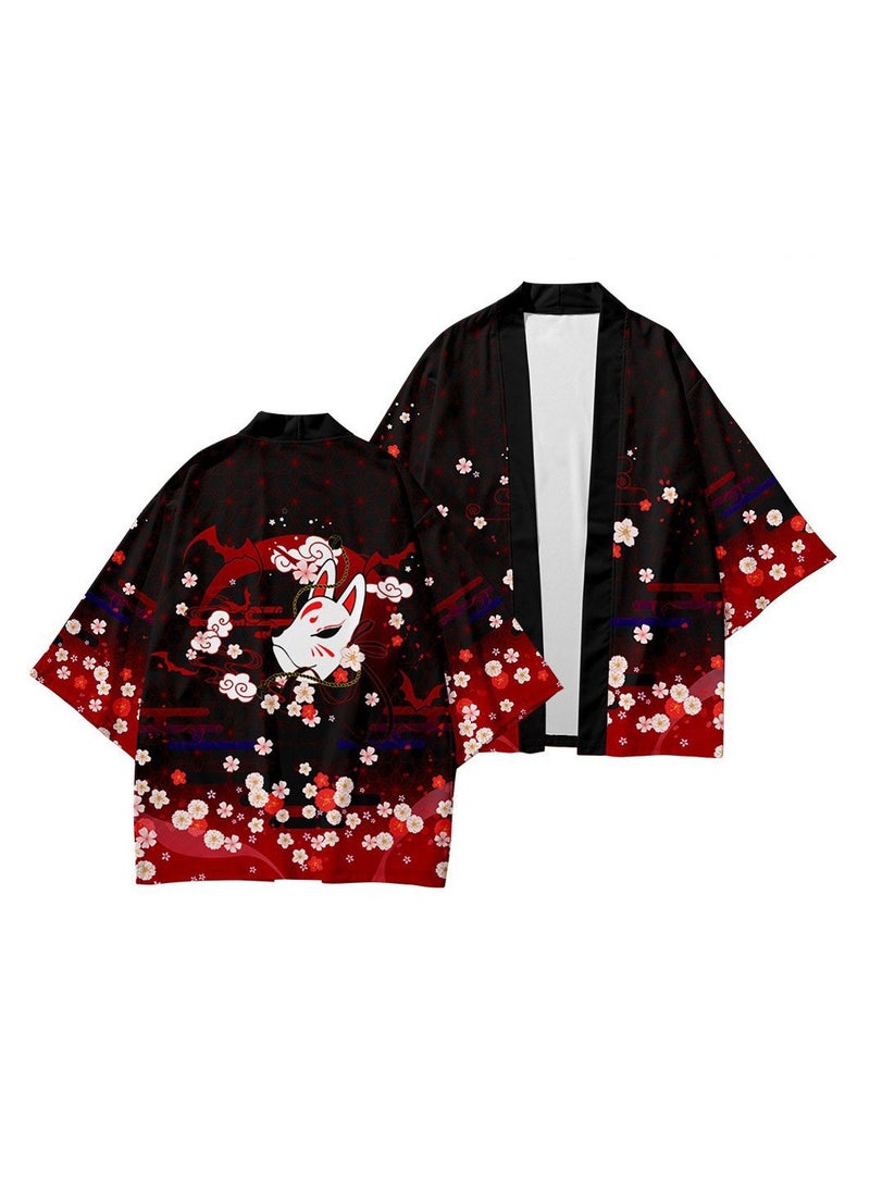 Loquat - Summer Feather Weaving Ethnic Style Kimono 3D Digital Printing Casual Sports Cloak - Image 1