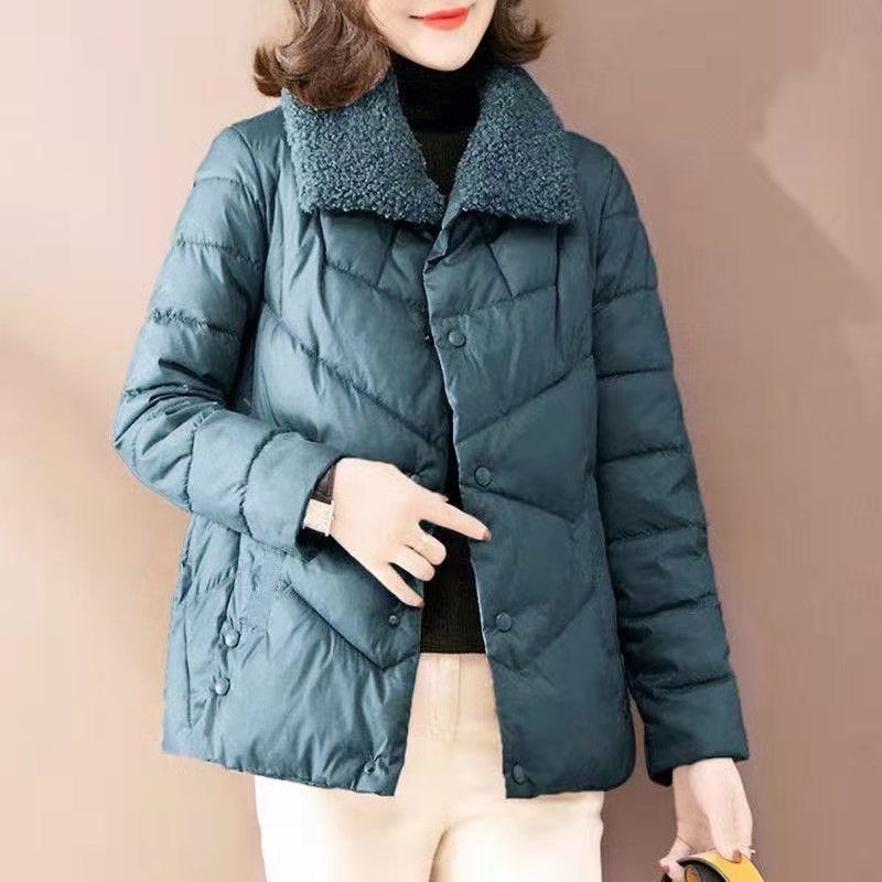 2023 Lightweight Fashion Lamb Wool Ladies Cotton Jacket Green Blue/20 yuan off when placing an order