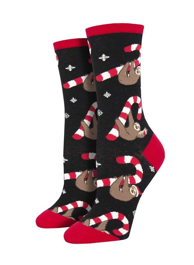 Socksmith Merry Slothmas Black 9-11 (Women's Shoe Sizes 5-10.5)