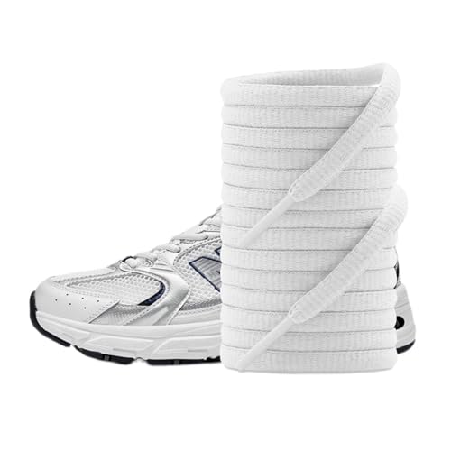 UamGlsob Oval Shoe Laces for New Balance Sneakers, 1/4"(6mm) Shoelaces Strings Replacement for Lace-up Walking Running Shoes Non Slip Comfort Trainer (White, 45"/115cm) - Image 1