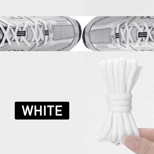 UamGlsob Oval Shoe Laces for New Balance Sneakers, 1/4"(6mm) Shoelaces Strings Replacement for Lace-up Walking Running Shoes Non Slip Comfort Trainer (White, 45"/115cm) - Image 3